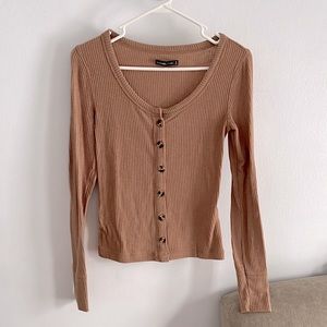 Abercrombie & Fitch Camel Brown Long Sleeve